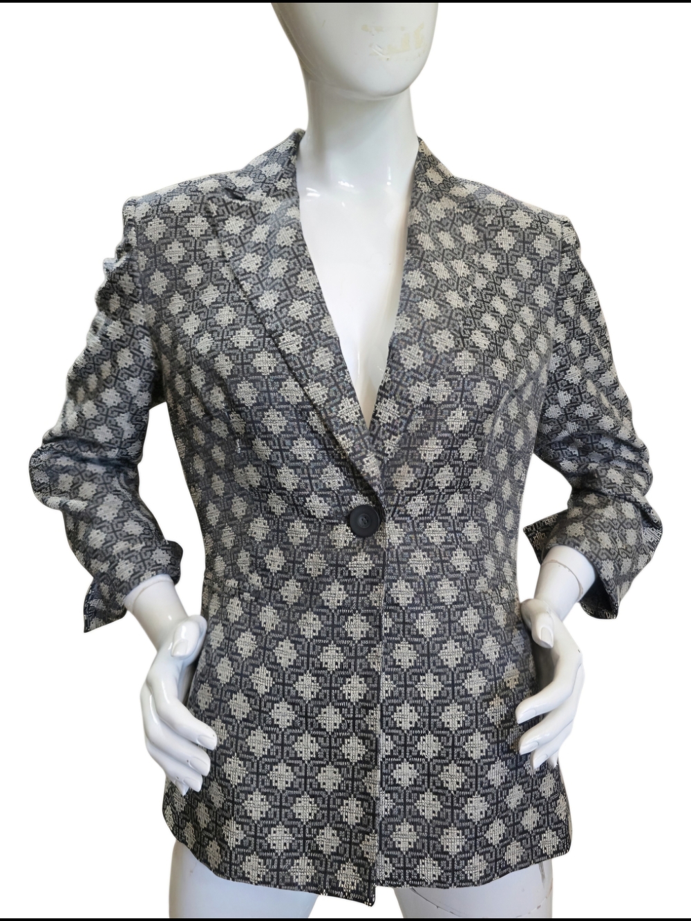 Jones Studio Separates Vintage Geometric Blazer Single Button Suit Jacket Sz 10